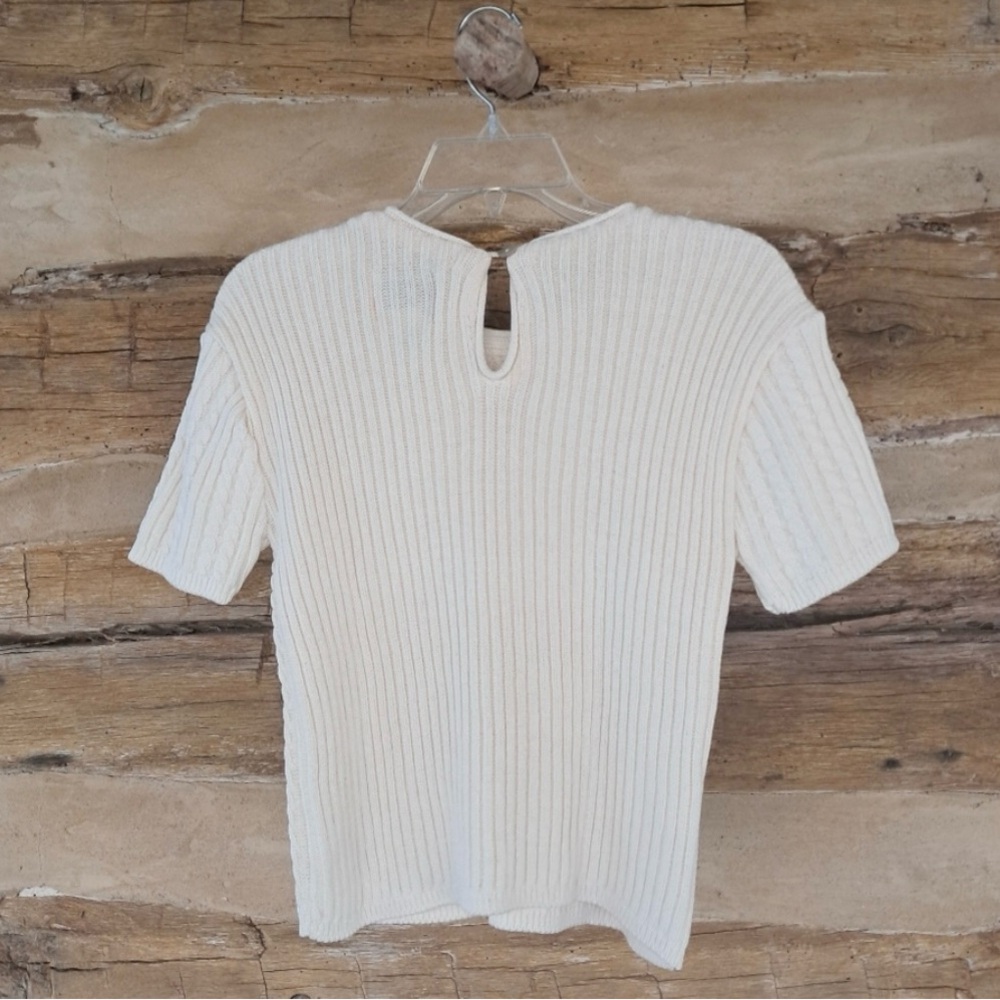 Express Ivory Ribbed Short Sleeve Top - Picture 4 of 6